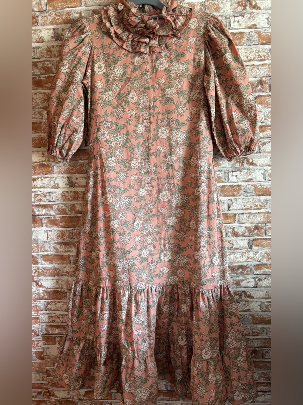 Victoria Dunn Floral Puff-Sleeve Maxi Dress - Dusty Rose